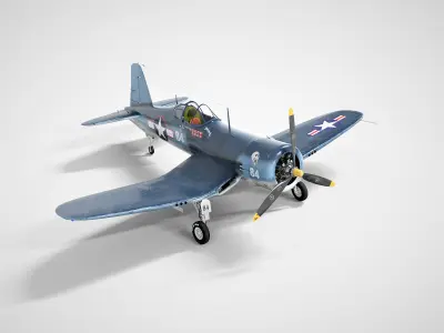 Chance Vought F4U Corsair - Whistling Death WW2 Warplane Low-poly 3D model