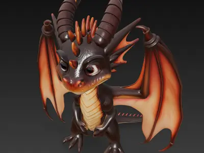 Dragon Character Realistic 3D Model Basic - Low Poly Realistic Low-poly 3D model