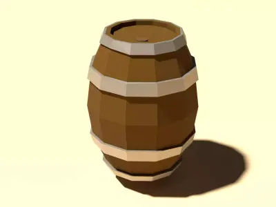 Low poly Wooden Barrel Low-poly 3D model