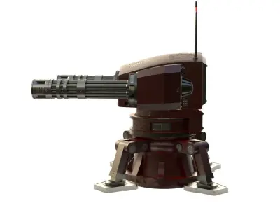 Sci-Fi Turret Gun Low-poly 3D model