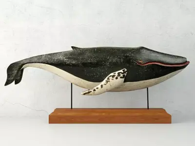 Carved and Painted Wooden Humpback Whale 3D model