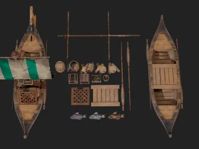 Sea Boat Asset Low-poly 3D model