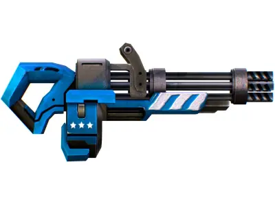 LowPoly Sci-Fi Cartoon Assalut Heavy Machine Gun Low-poly 3D model