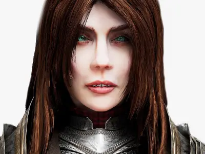 Female Knight Full Plate Gaming Unreal Engine Project Low-poly 3D model