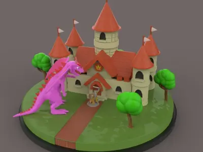 Castle and Dragon 3D print model