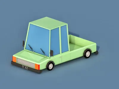Cartoon Open Car Free low-poly 3D model