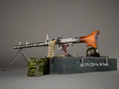German MG-34 machine gun set 3D model