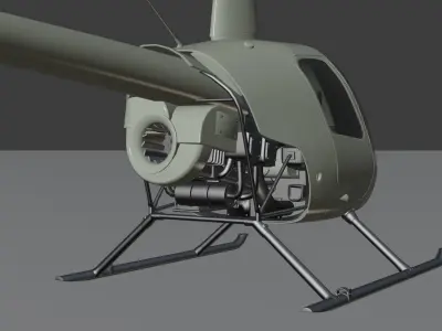 Helicopter Robinson-R22-1979 Low-poly 3D model
