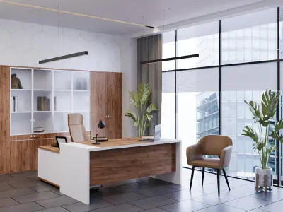 Modern middle-management office design 3D model