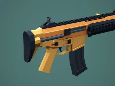 Stylized Modular ACR Rifle Low Poly Mobile Ready Low-poly 3D model