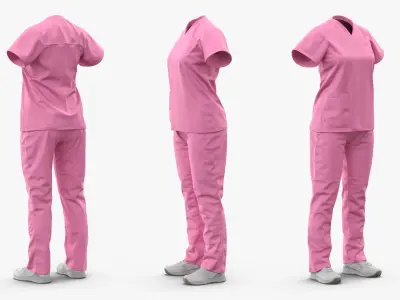 Female Medical Scrubs No Body Pink 3D model