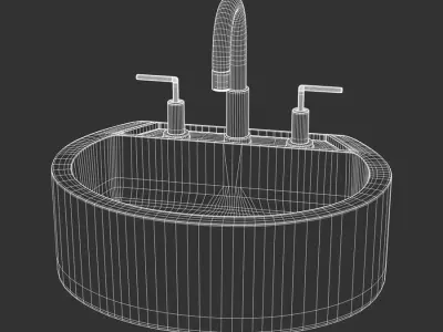  Above Counter Round Bathroom Sink Model, White 