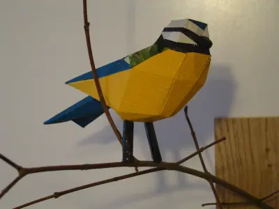 Bird Blue Tit - low poly Free 3D print model