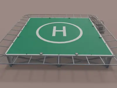 Helipad Square --322-- Low-poly 3D model