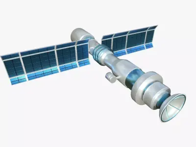 Satellite C03 White Blue - SciFi Space Design Low-poly 3D model