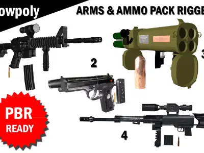 Arms and Ammunition Pack Rigged Low-poly 3D model