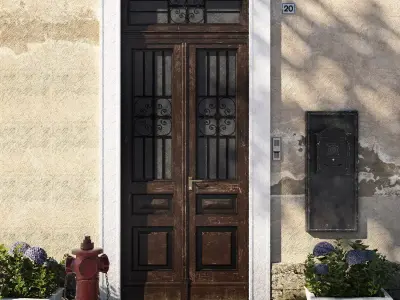 Entrance portal with street assets 3D model