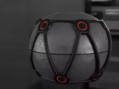 Sci-Fi Bomb Sphere Animated Green to Red Game Ready Low-poly 3D model