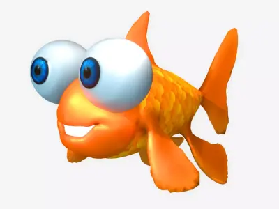 Cute Cartoon Goldfish 3D model