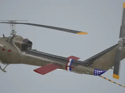 Bell UH-1C US Army 2 Complex Animation Low-poly 3D model