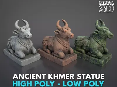 Ancient Khmer Statue11-250523 Low-poly 3D model