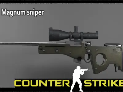5 weapon Rifles in counter strike Low-poly 3D model