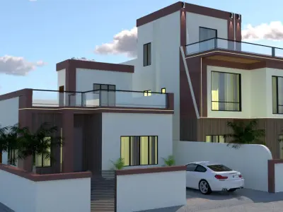 Modern Private Villa with Garage A11 3D model
