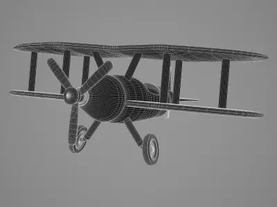 Wood Toy Plane Low-poly 3D model