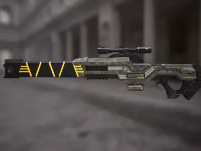 Dual Rounds Sniper Rifle Low-poly 3D model