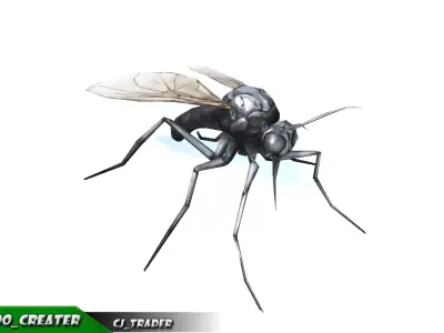 Low-Poly Mosquito Rigged Animated 3d model Low-poly 3D model