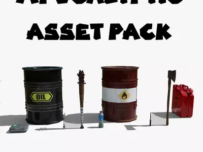 Low Poly Apocalyptic Survival Asset Pack Low-poly 3D model