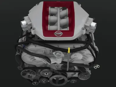 Nissan GTR 2017 Premium VR38DETT engine Low-poly 3D model