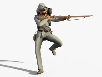 American Civil War Confederate soldier - Johnny Reb Rigged  Low-poly 3D model