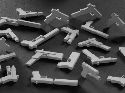 Stylized Low Poly Glock -20 Variations Game Ready Low-poly 3D model