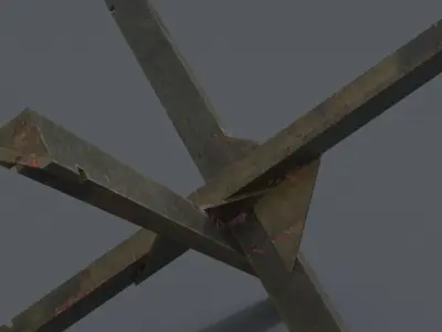 Czech hedgehog WW2 barricade 3D model