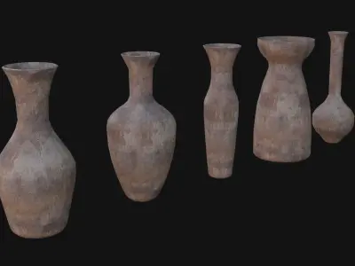 old Vases set 5 Low-poly 3D model