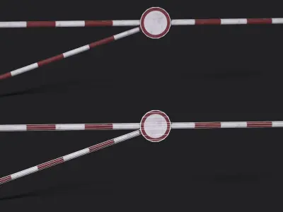 Set of 5 Checkpoint Barriers Low-poly 3D model