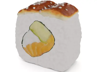 Sushi Eel salmon cucumber cream teriyaki sauce sesame seeds 3D model
