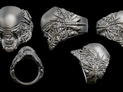 Alien Ring Size 10 US 3D print model