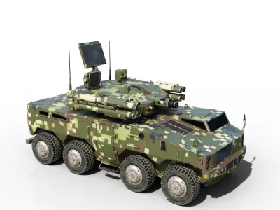 4 coatings of PLA Type 625E AA Gun Missile System PGL625 PGL-625 Low-poly 3D model