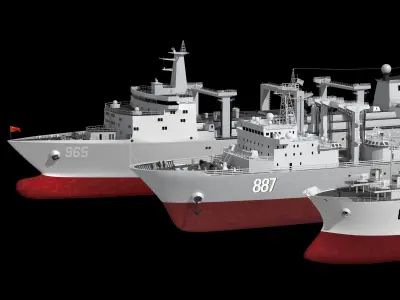 Collection of Chinese Navy supply ships Replenishment 3D model