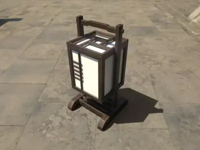 Japanese Wood Lamp Low-poly 3D model