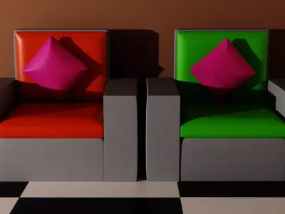 Two Sofas - Coffee Table  Free 3D model
