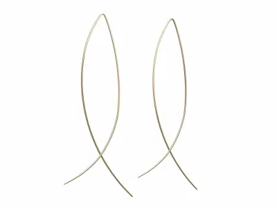 Gold Earrings Fish Shape Low-poly 3D model