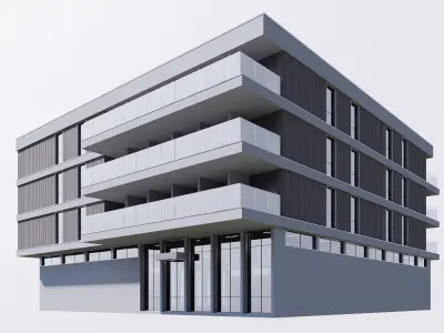 apartment building realistic Low-poly 3D model