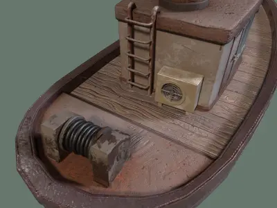 Stylized Low-poly Boat Low-poly 3D model