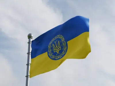 Animated Ukrainian flags 3D model