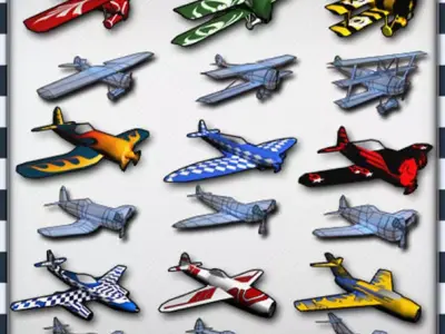  Air Plane Pack 9 Models With LODs Low-poly 3D model