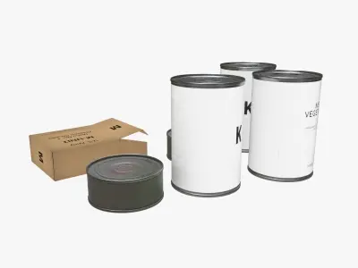 US K-rations set WWII Low-poly 3D model