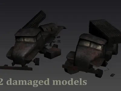 BM-21 military rocket launcher Low-poly 3D model